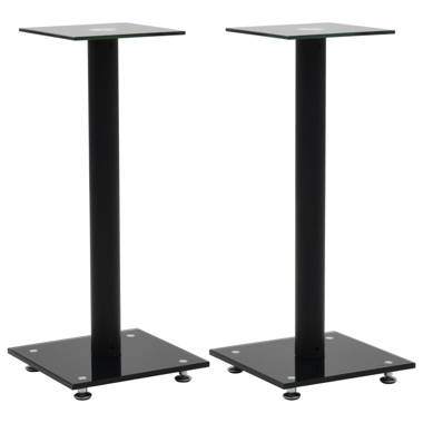 Steel in High Gloss Black Pair NEW TransDeco 32" High Speaker Stand Glass 