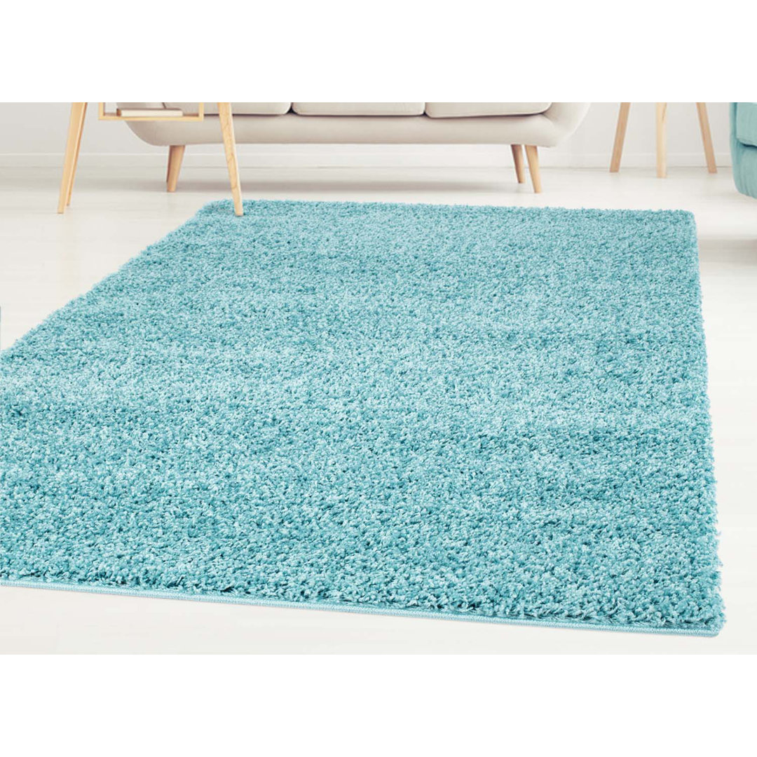 House of Hampton Shaggy-Teppich Angie in Türkis Teppichmaße: Quadratisch 150 cm