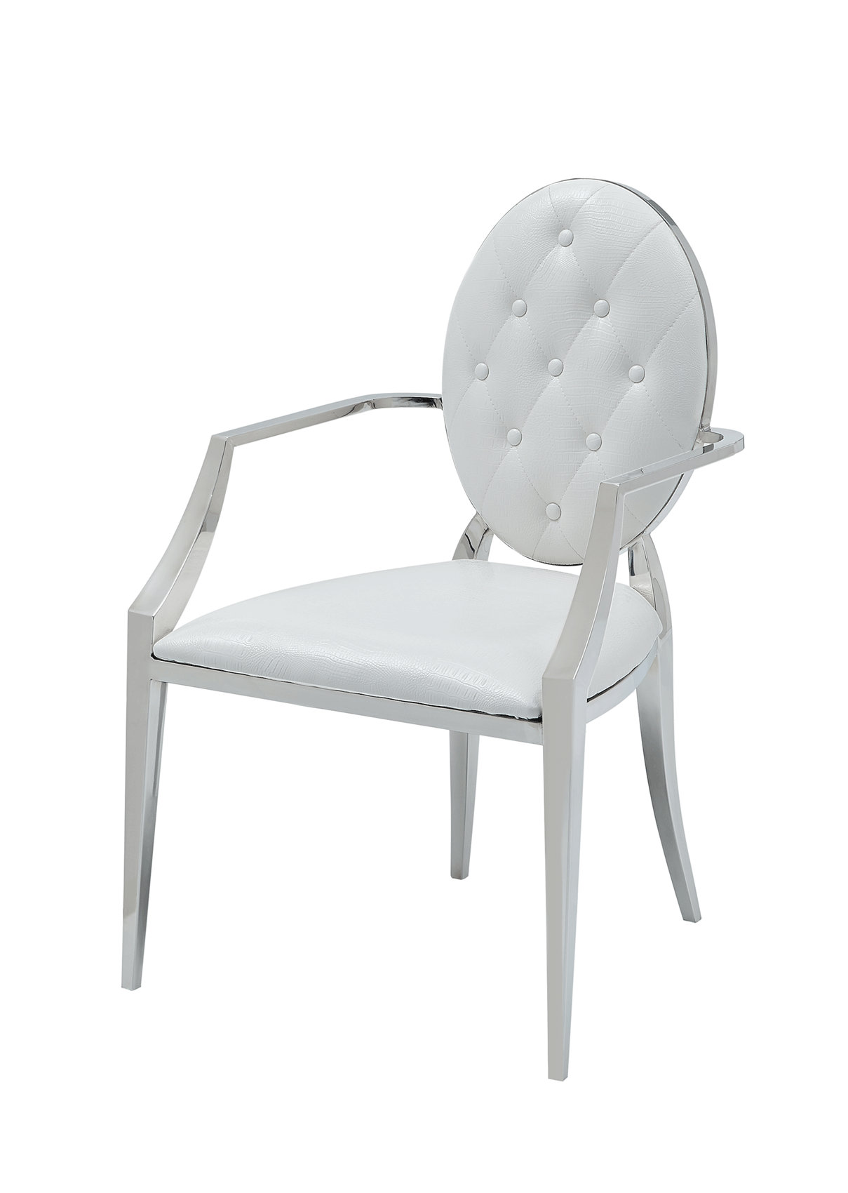 Wrought Studio Arrissa Tufted King Louis Back Arm Chair in White Wayfair