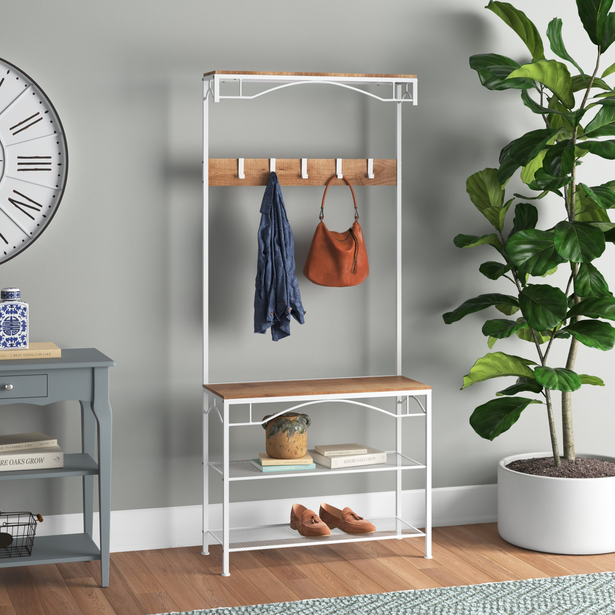 best hall tree with storage bench