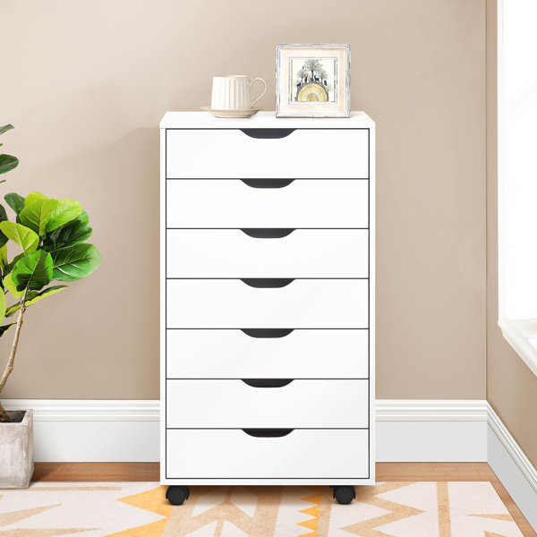 Details about   7 Drawer Rolling File Cabinet Wood Office Holder Document Storage Organizer 