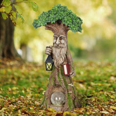Vintage Magical Fairy Pixie Green Man Treehouse Home Garden Sculpture Ornament C 