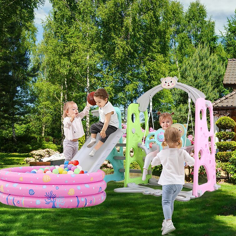 Suitable For Indoor And Backyard Baskets W Toddler Mountaineering And Swing Set 