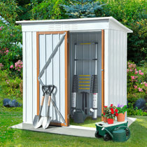Vevelux Weatherproof Yard Tools Cabinet Vertical Outdoor Garden Storage Shed with 4 Shelves Black 