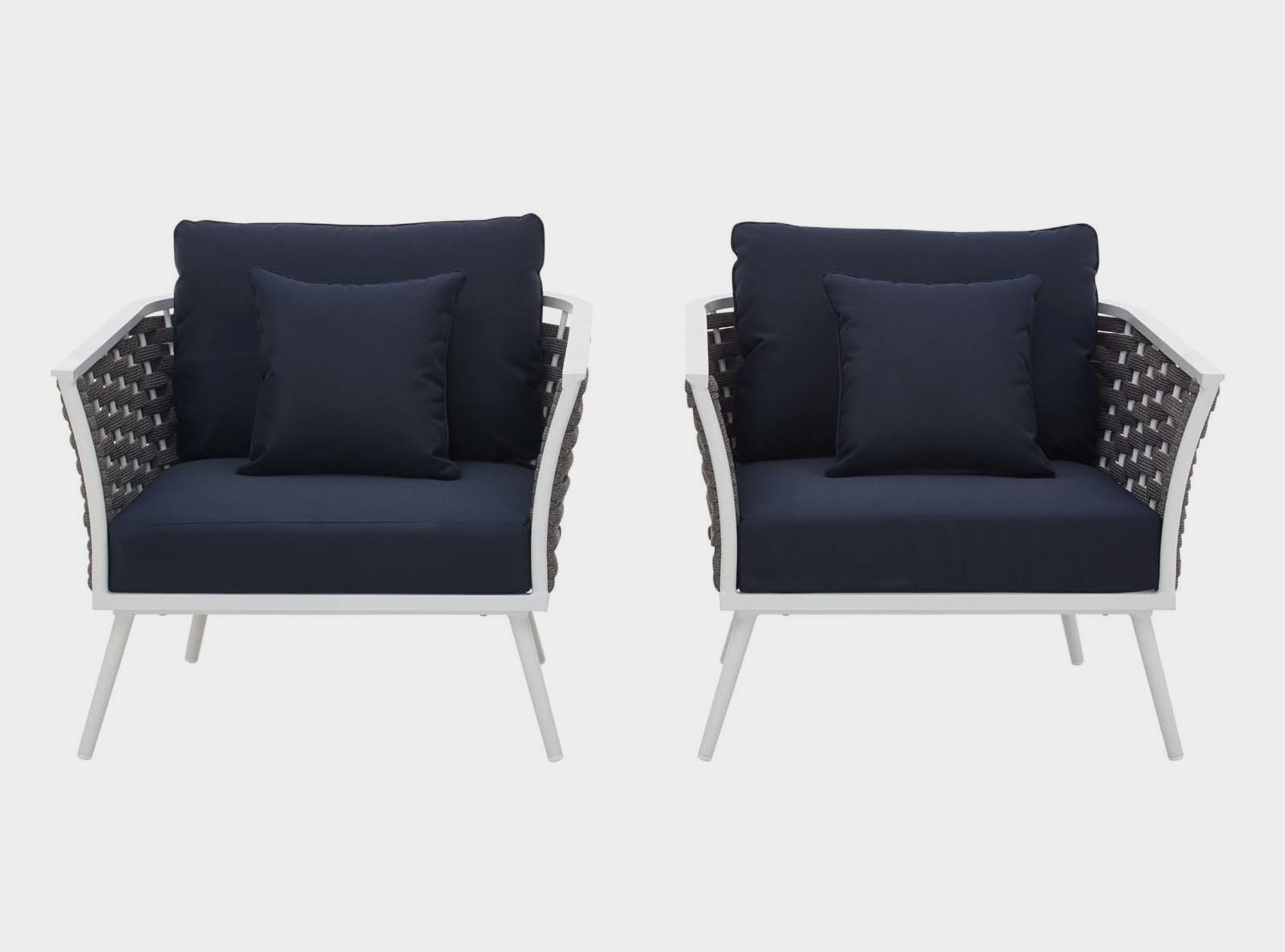 Corrigan Studio® Holldorff Modern Grey And White Outdoor Dining Chairs