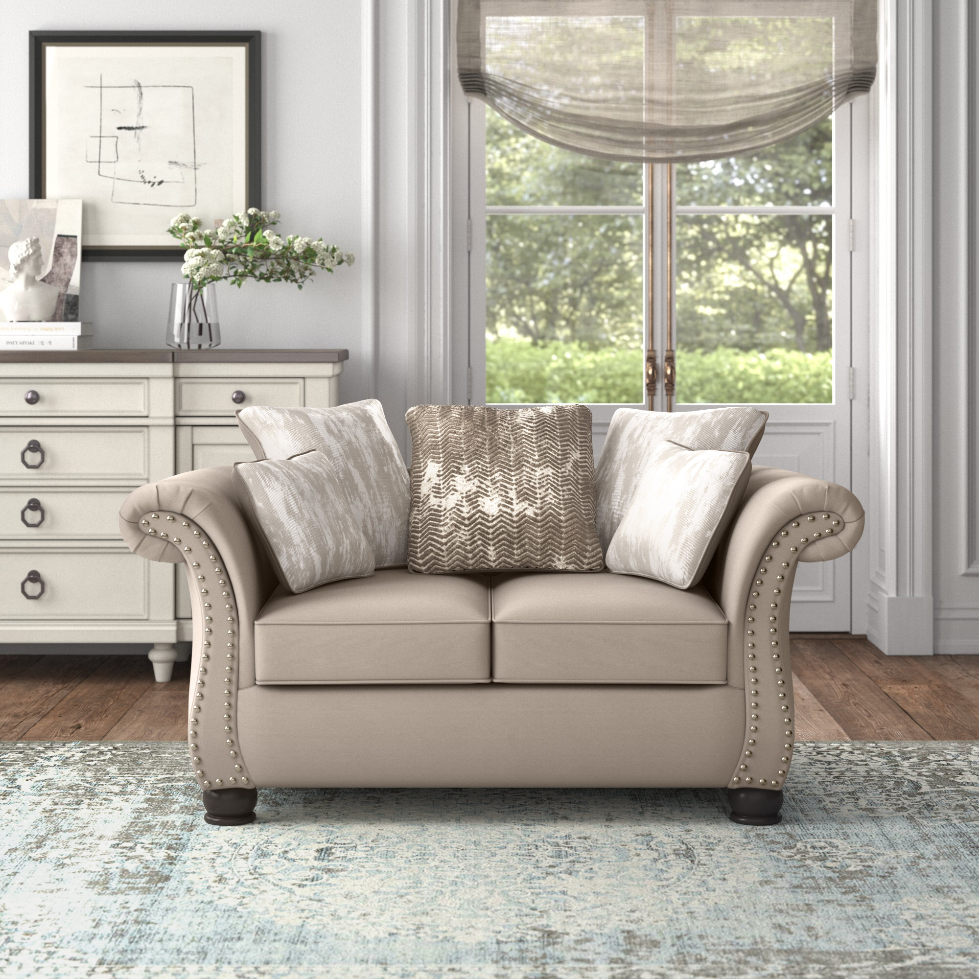 Claude 59.5” Rolled Arm Loveseat