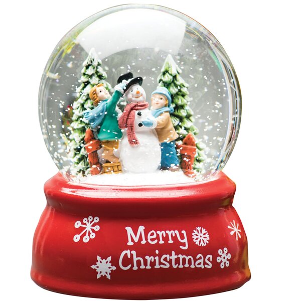 Snowman Christmas Wreath Blown Glass Snowglobe With Color Changing LED Lights 