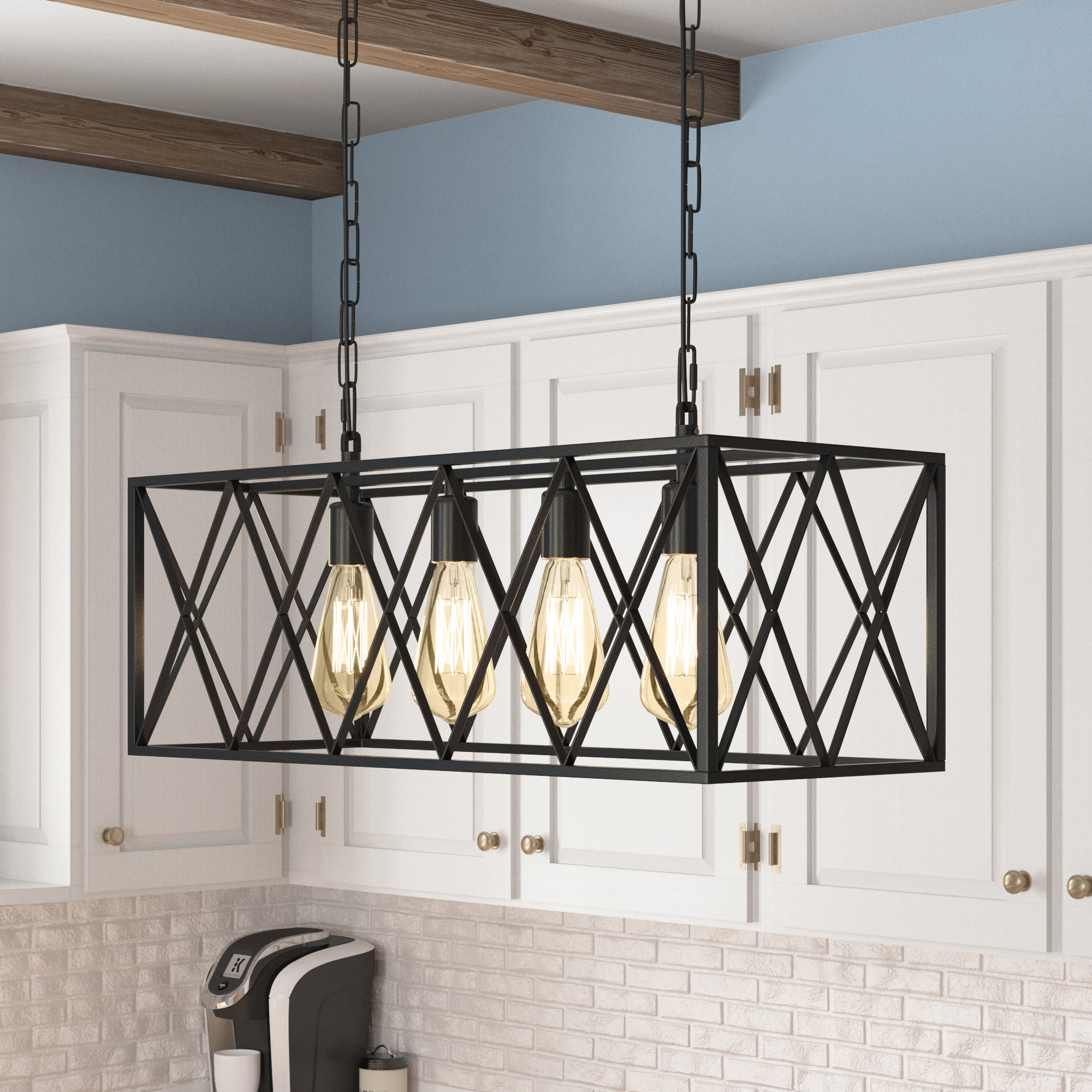 Laurel Foundry Modern Farmhouse Entrekin 4 Light Kitchen Island