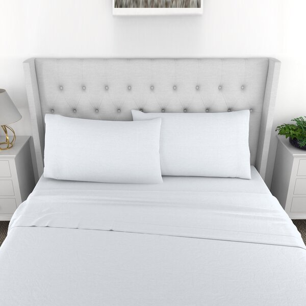 Mark Bedding 600 Thread Count 100% Cotton Solid Top Flat Sheet Pack of 1 - Twin, Slid White