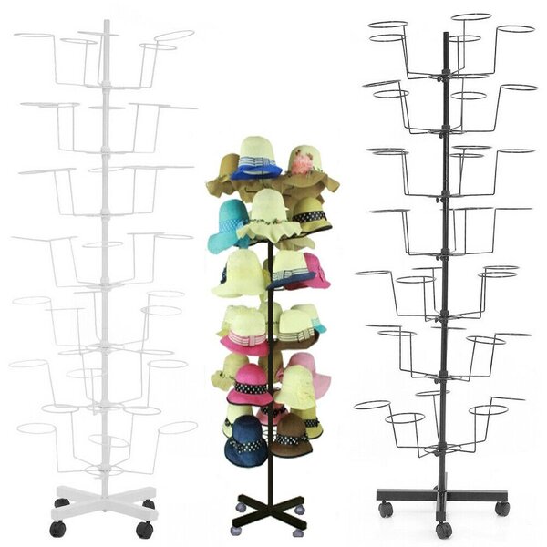 Hat Stand Retail Store Floor Display Rack 5 Levels 20 Caps Heavy Wt Rotating New 