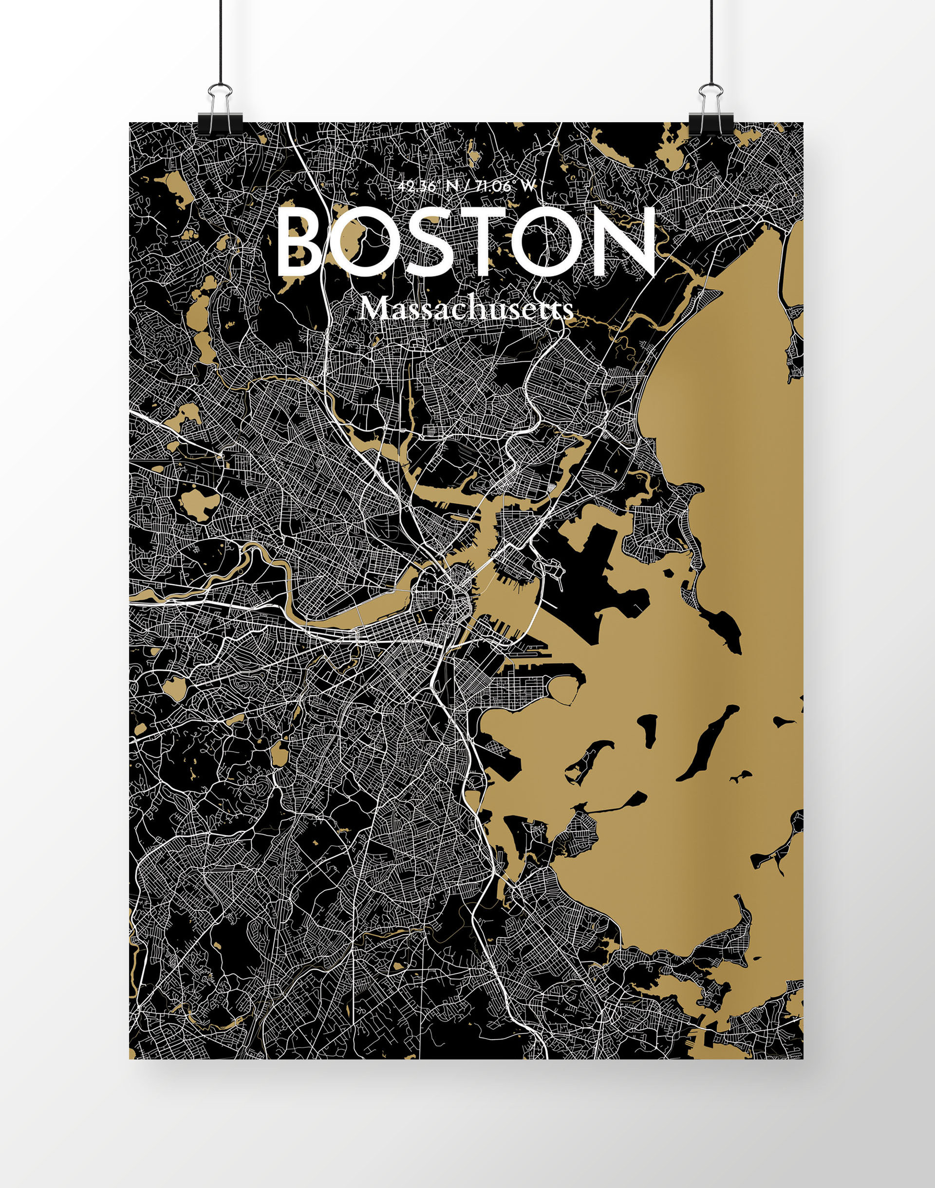 OurPoster.com Boston City Map - Panoramic Graphic Art | Wayfair