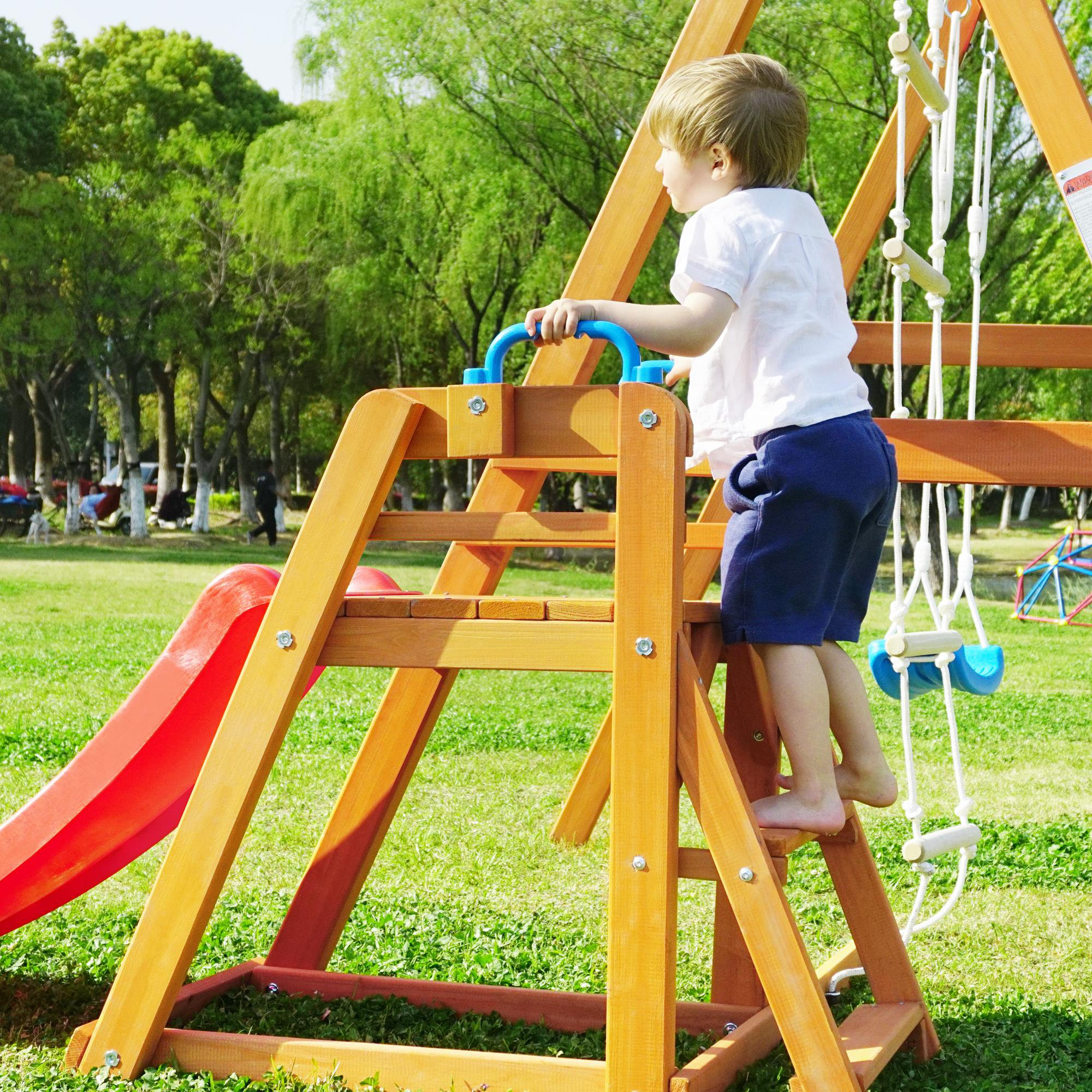 Karl Home Wooden Swing Set With Slide, Outdoor Playset Backyard Activity  Playground Climb Swing Outdoor Play Structure For Toddlers Wooden  Swing-N-Slide Set - Wayfair Canada