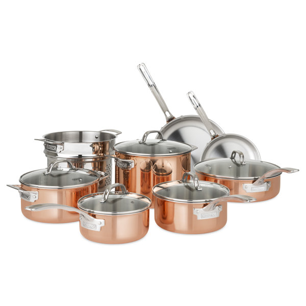 copper bottom cookware on glass top stove