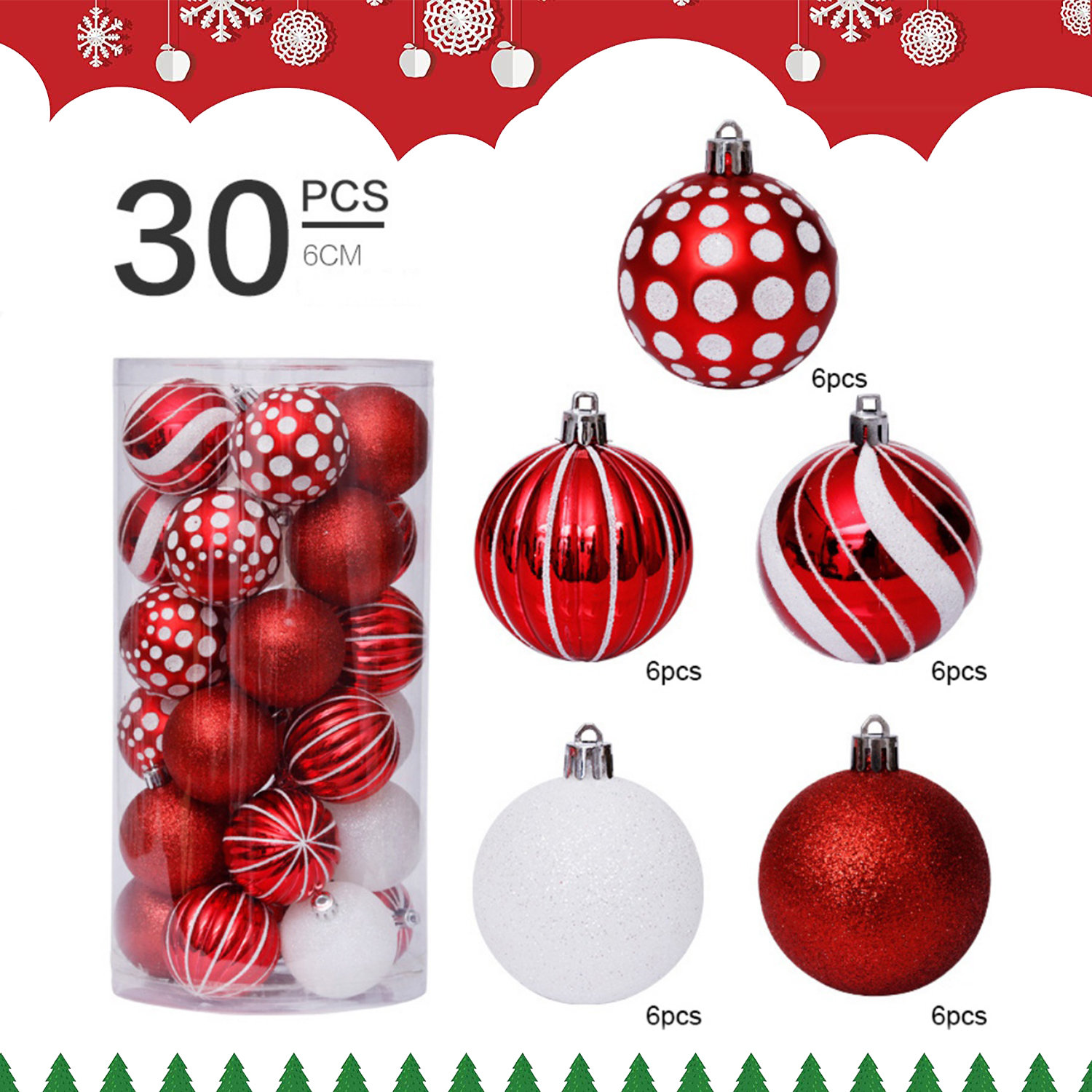 The Holiday Aisle® 30 Piece Balls Ornament Set Wayfair