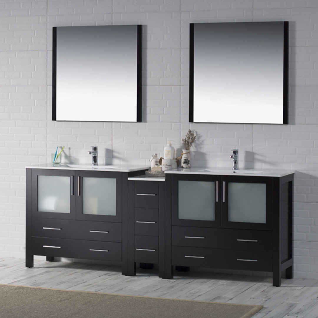 Orren Ellis Mance 85" Double Bathroom Vanity Set with Mirror Wayfair