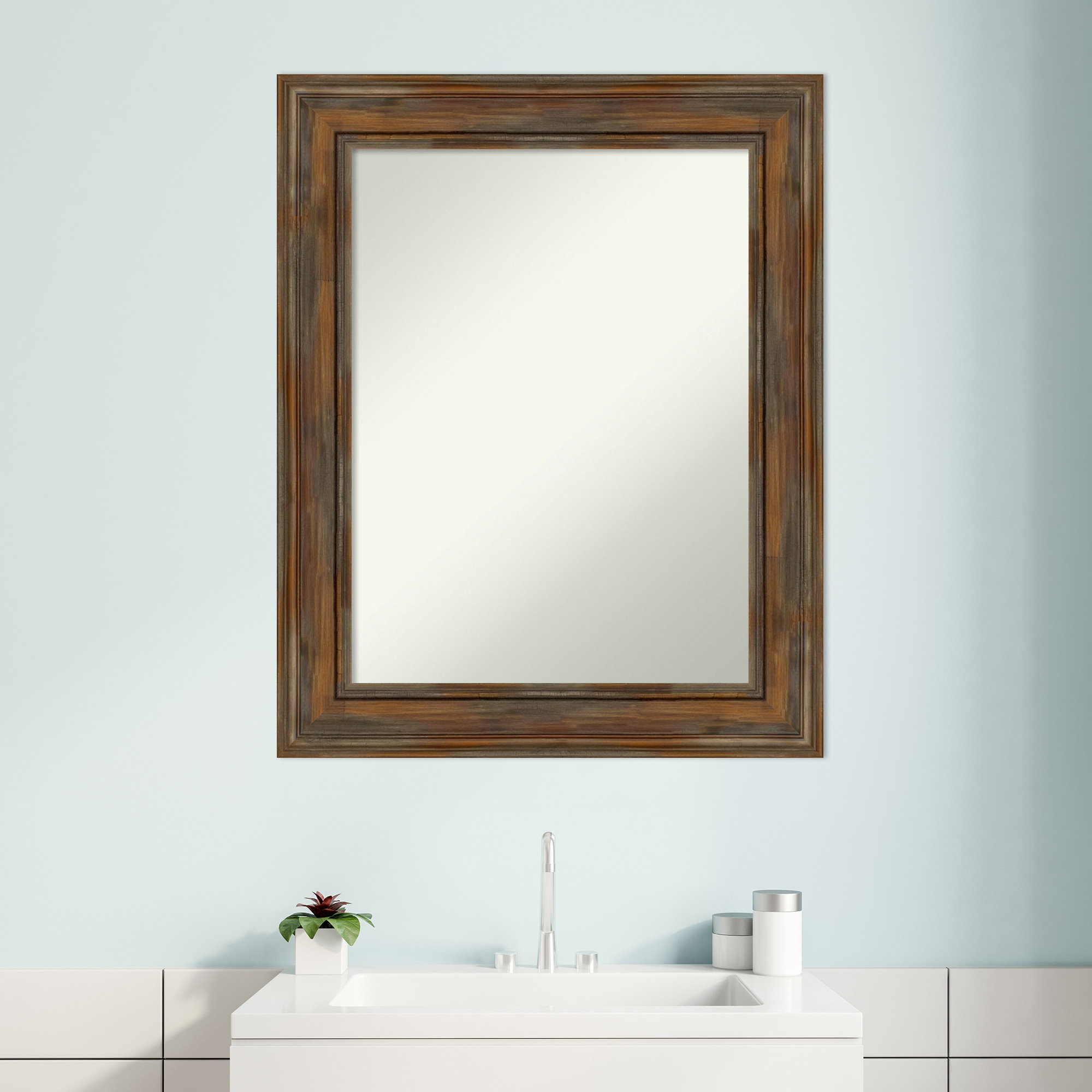 Loon Peak® Alexandria Rustic Brown Wood Bathroom Vanity NonBeveled