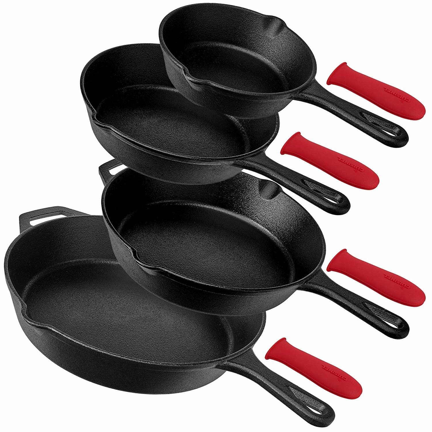 3 CAST IRON SKILLET Pre Seasoned 6 8 10 Inch Stove Oven Fry Pans Cookware Set 