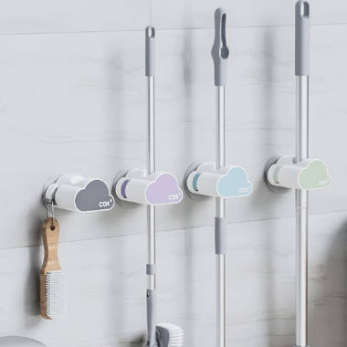 Bathroom Hanger 4 Pcs Mop Holder,Broom Gripper Perforation-Free and Traceless Bathroom 