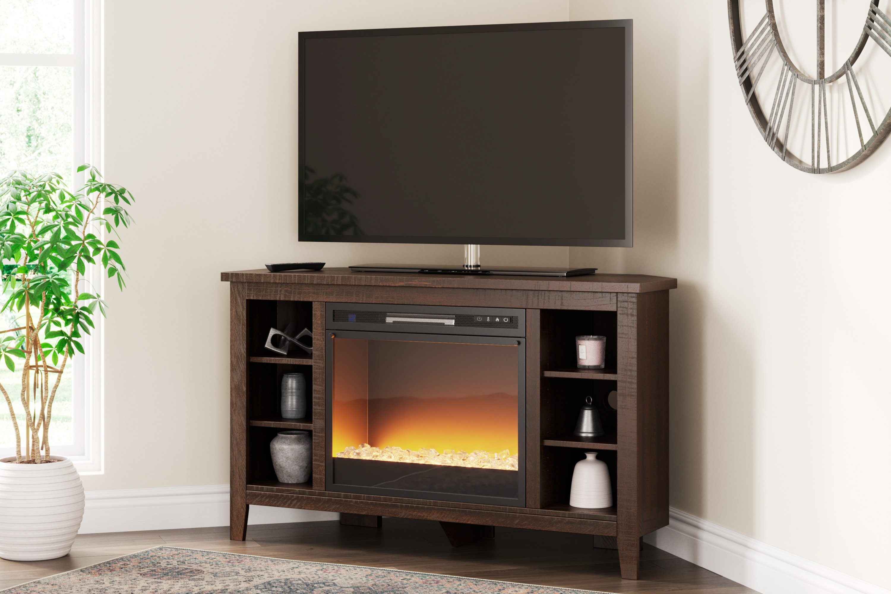 Signature Design by Ashley Camiburg Corner TV Stand With Electric ...