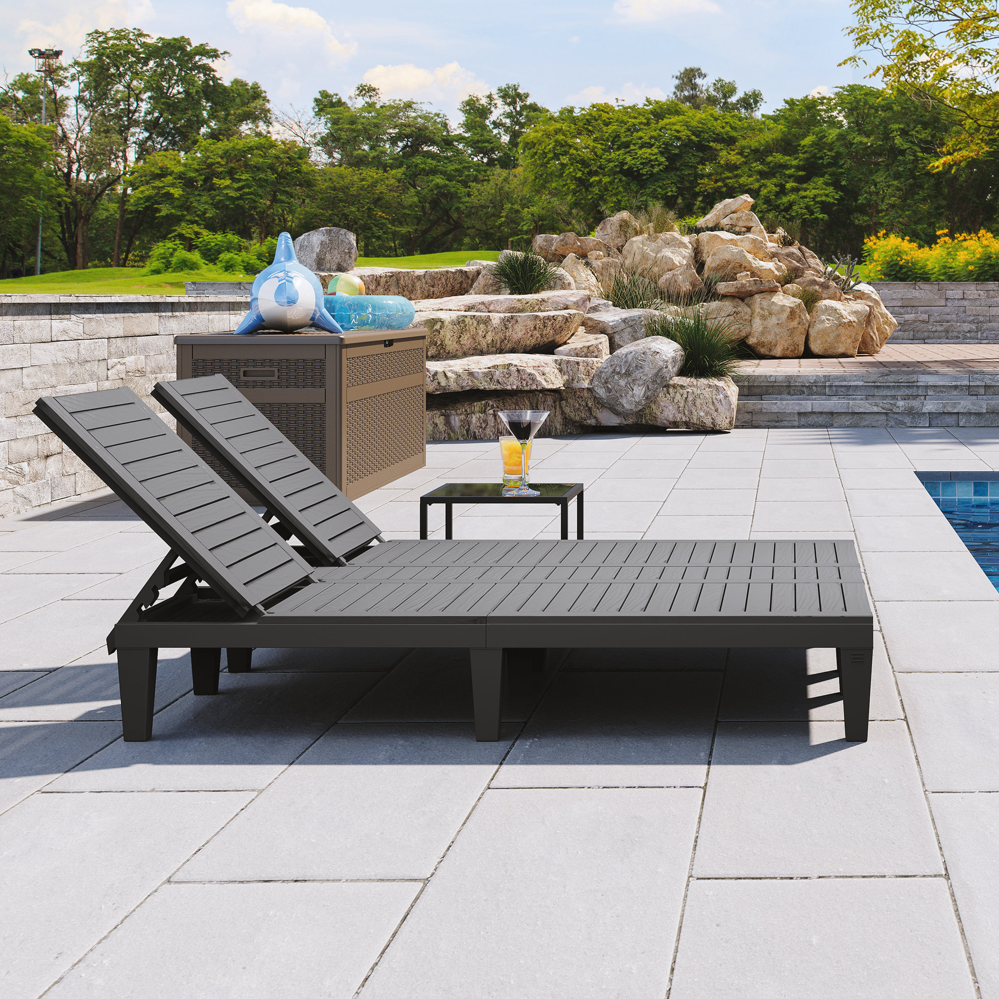 Wade Logan® Ason Outdoor Resin Chaise Lounge Set of 2 Wayfair