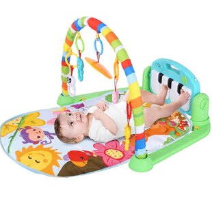 with Music Pedal Piano and Hanging Toys US spot,Multicolour Baby Gym Game Pad Fitness Rack Crawling Mat Baby Toys for Infant Newborn Boy Girl Early Development Play Mat Activity Center 
