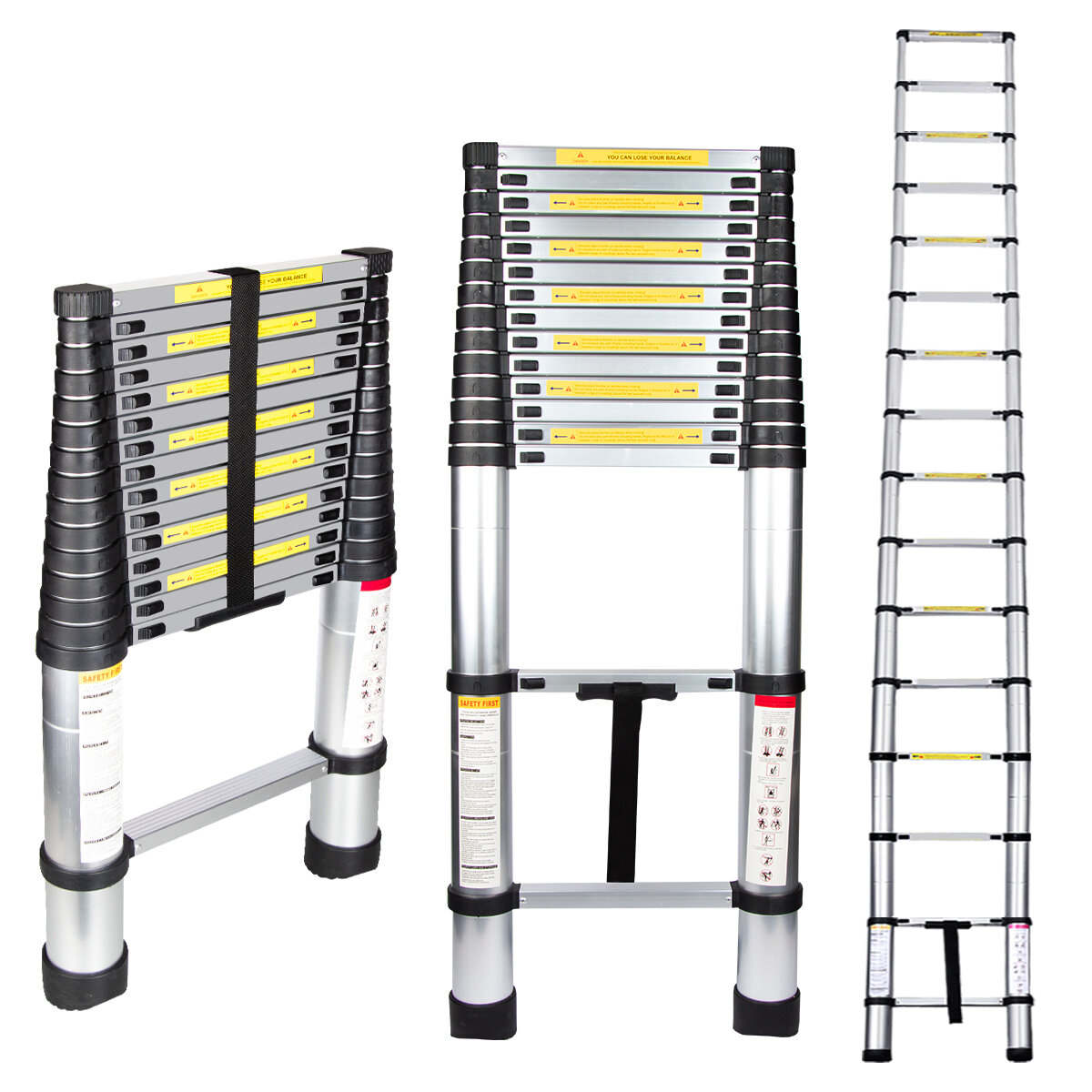 10.5 FT Aluminium Telescoping Ladder Telescopic Ladder Collapsible Ladder Telescopic Extension Ladders for Home Multi-Purpose Portable Heavy Duty Steps Anti-Slip Rubber Feet Use Roof RV 330lbs