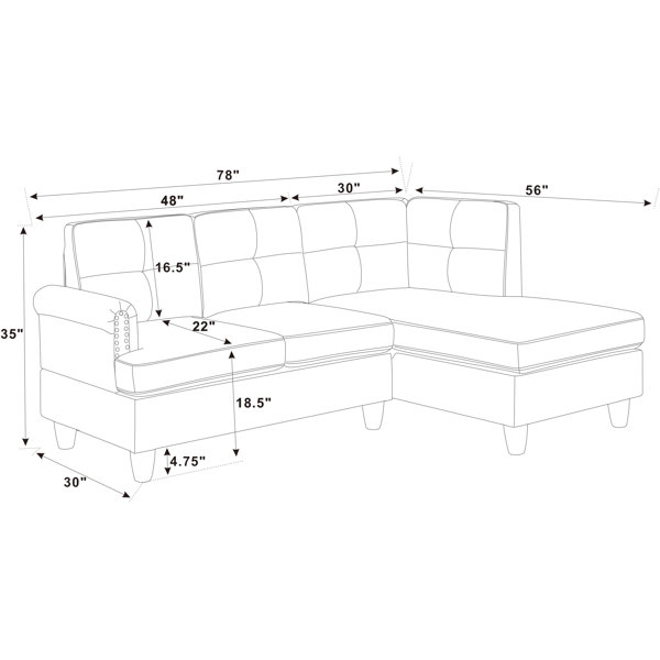 2 - Piece Upholstered Chaise Sectional