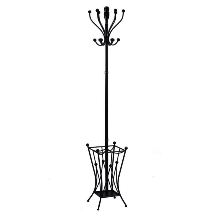 Rosalind Wheeler Chrystie 10 - Hook Freestanding Coat Stand in Black ...