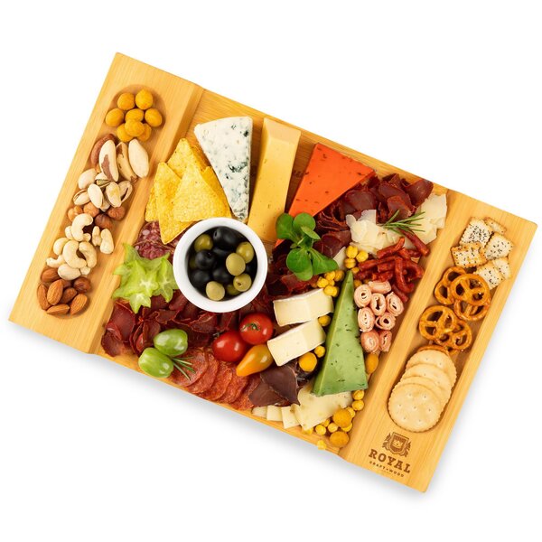Aujzoo Charcuterie Cheese Board Bamboo Plates Serving Tray for Crackers Brie and Meat 