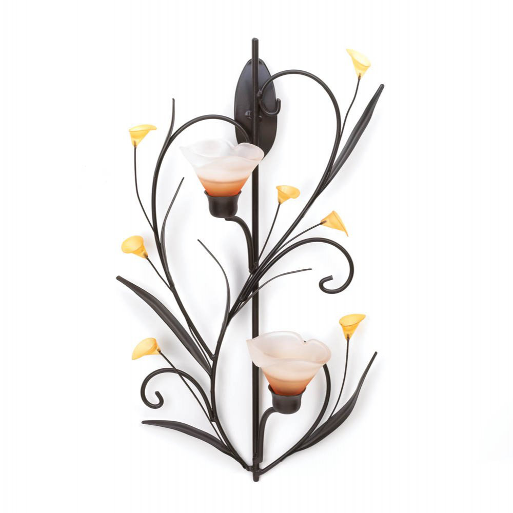 Alcott Hill® Decorative Lilies Candles Wall Sconce Wayfair