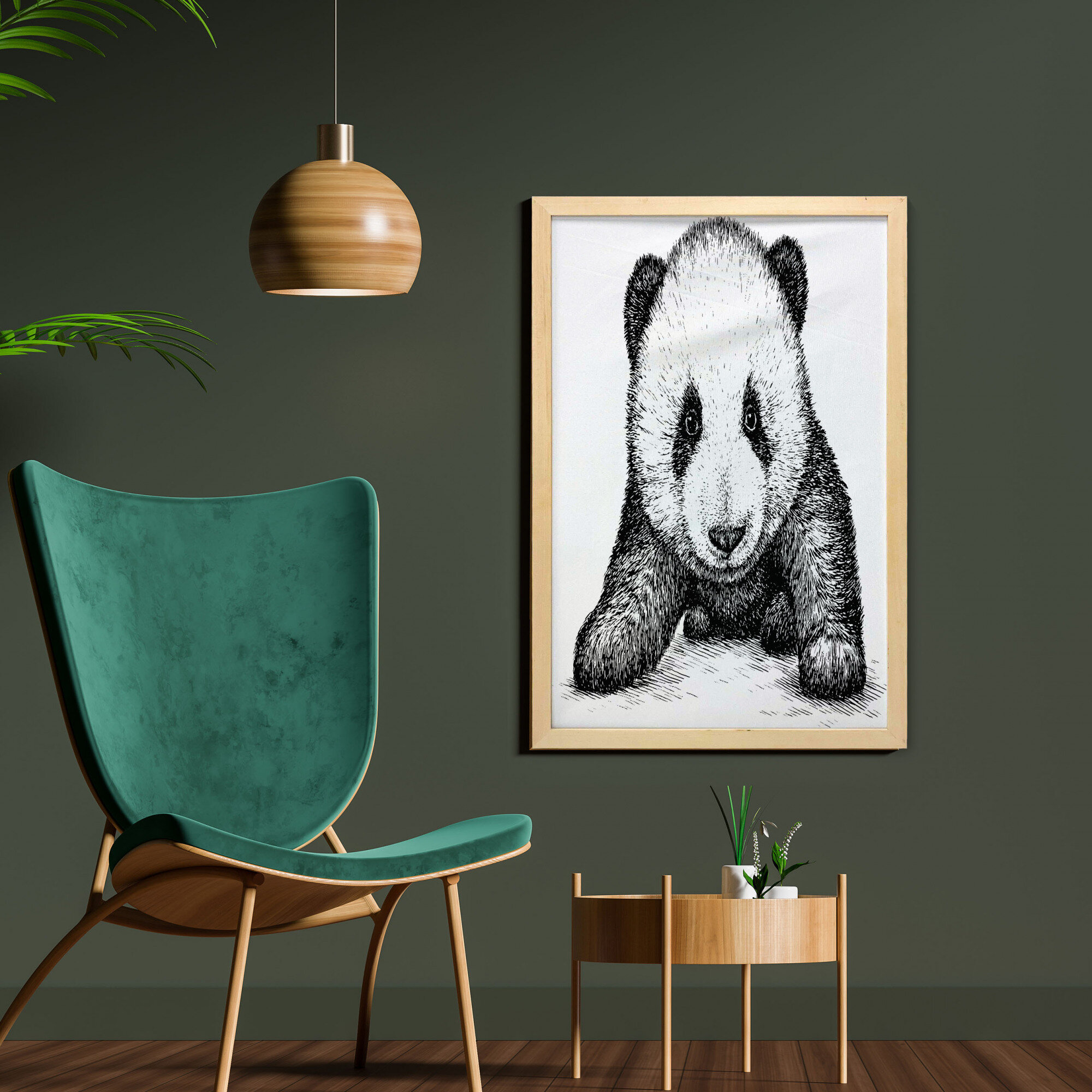 East Urban Home Panda Bear Illustration Sketch Style Nature Wild Animals  Theme - Picture Frame Painting | Wayfair