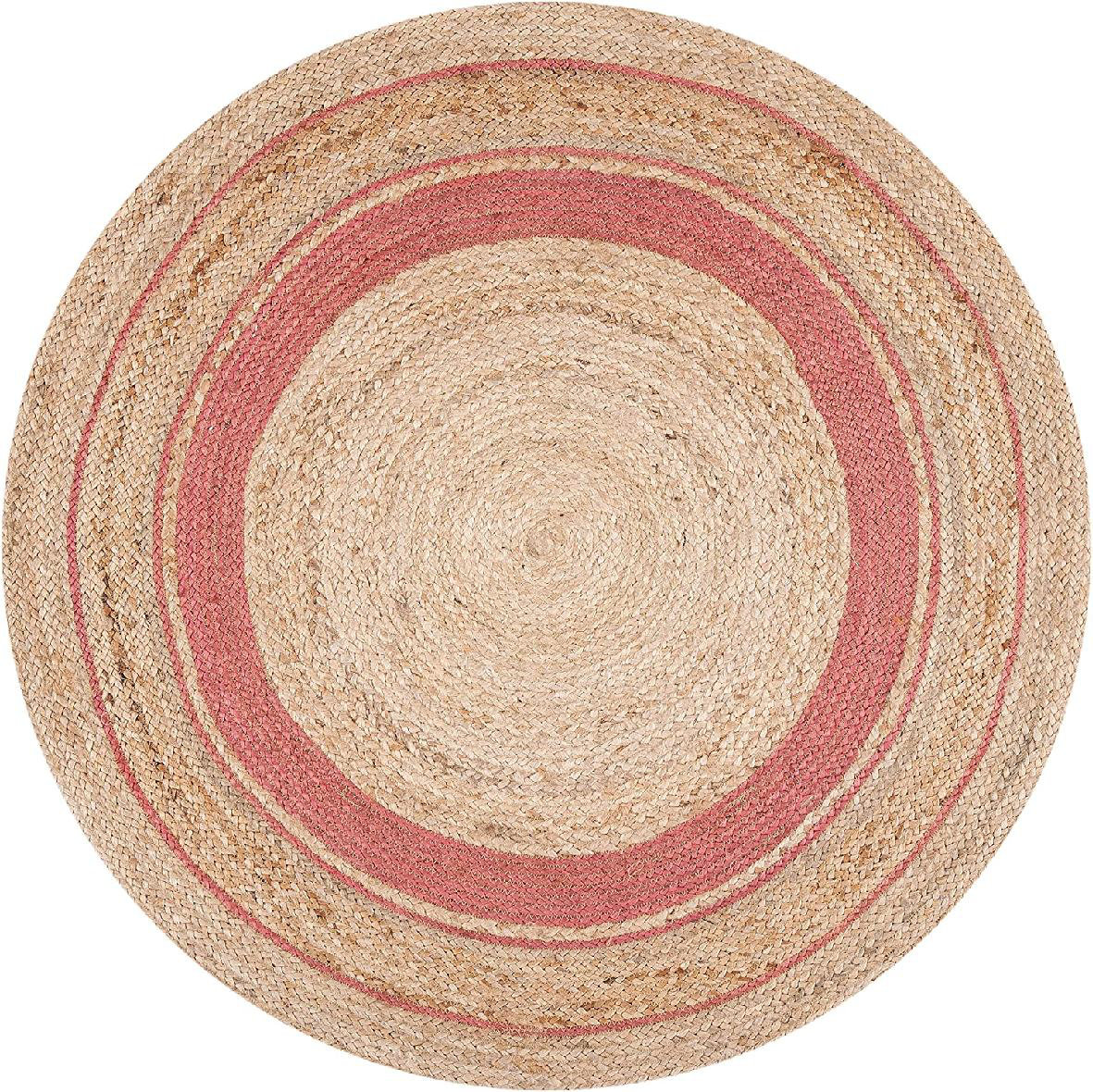 Highland Dunes Beaulah Handmade Hand Braided Jute Pink/Brown Rug | Wayfair