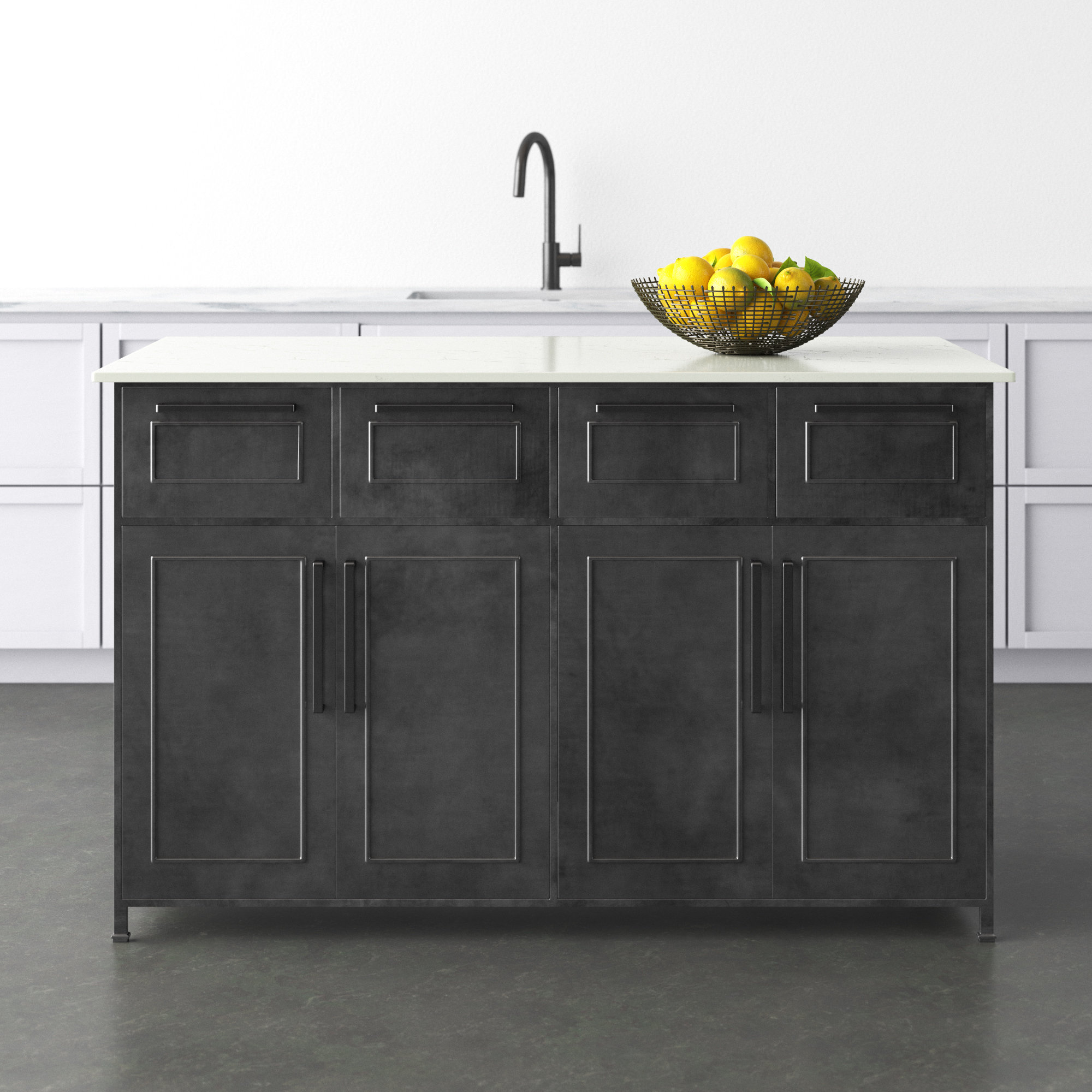 AllModern Amani 58'' Iron Kitchen Island with Marble Top & Reviews