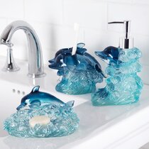 Sea Glass Tumbler Cup Decorative Bathroom Accessory Resin Nautical Style Coastal 