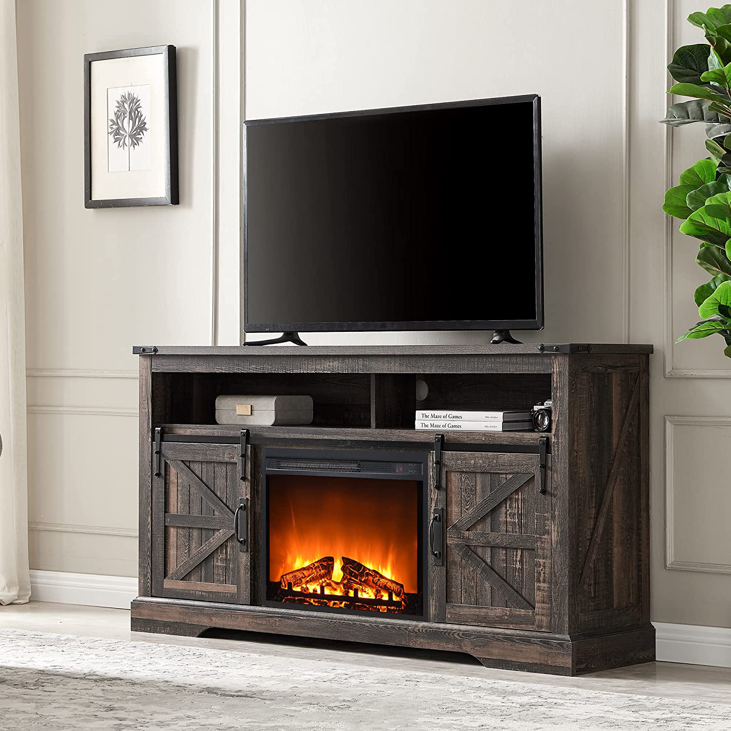 Gracie Oaks Highboy TV Stand With Fireplace For Tvs Up To 70" & Reviews