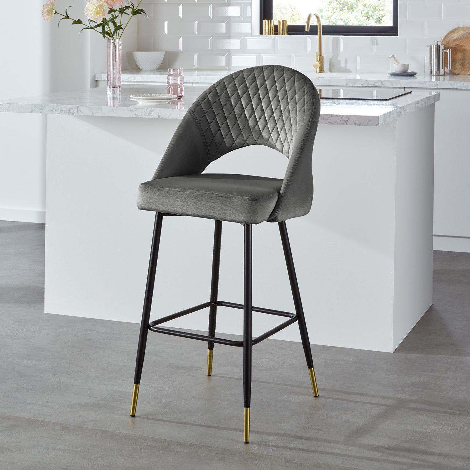 Fairmont Park Marilyn Bar Stool Blue Velvet Wayfair.co.uk