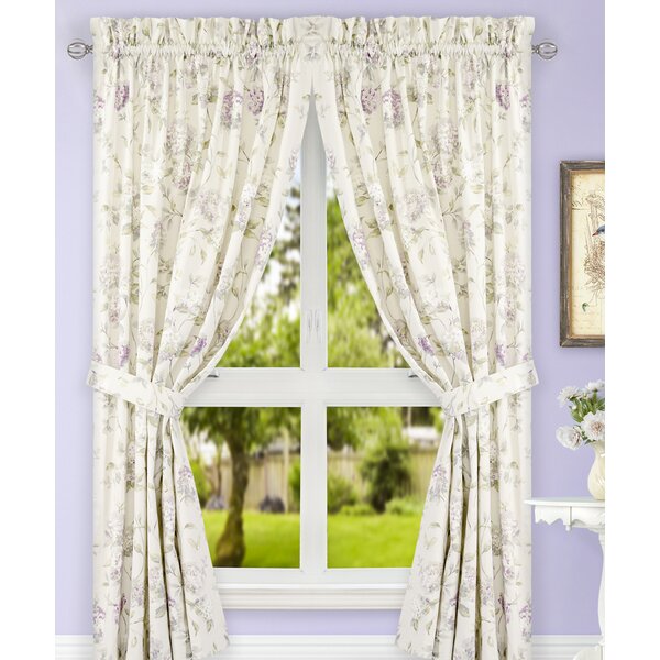 One Pair 118'X84' Rose Floral Window Curtain Drapes with Valance Sheer n Tieback 