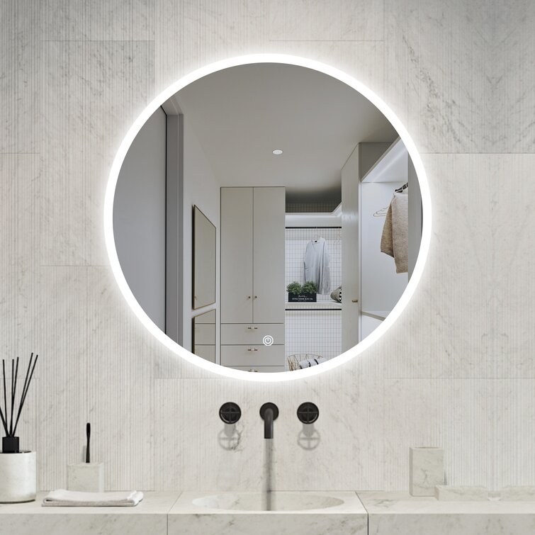 Designer Illuminated LED Bathroom Mirror Touch Control Demister Shaver Socket 