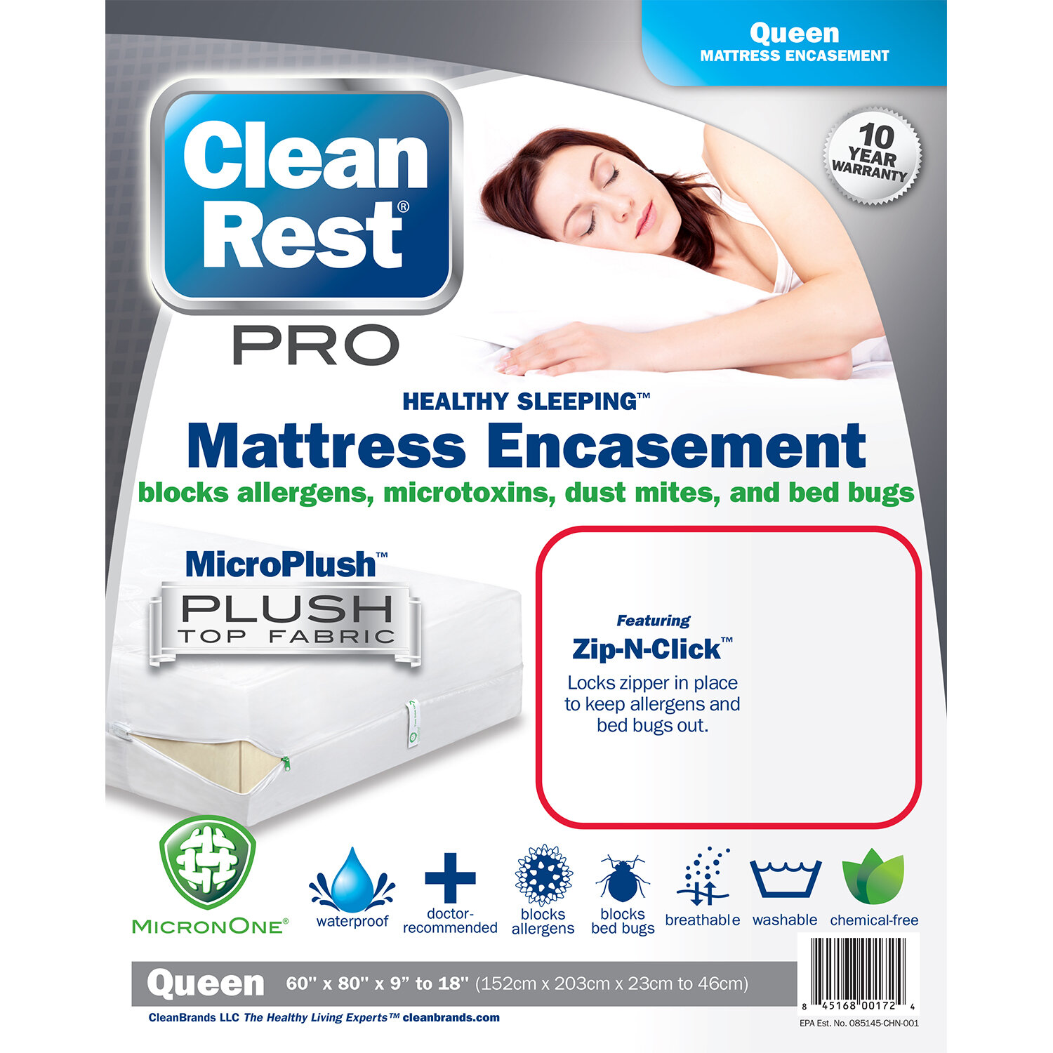 Waterproof & Allergen Blocking Mattress Encasement Clean Rest PRO Bed Bug 