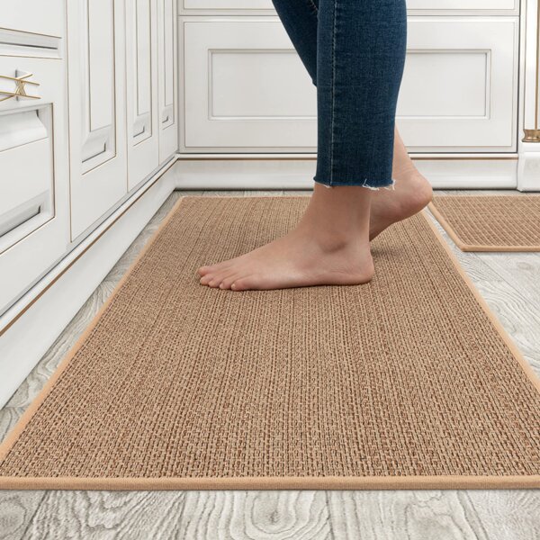Non-Slip Kitchen Floor Mat Rubber Backing Doormat Runner Rug 2 Piece Set 