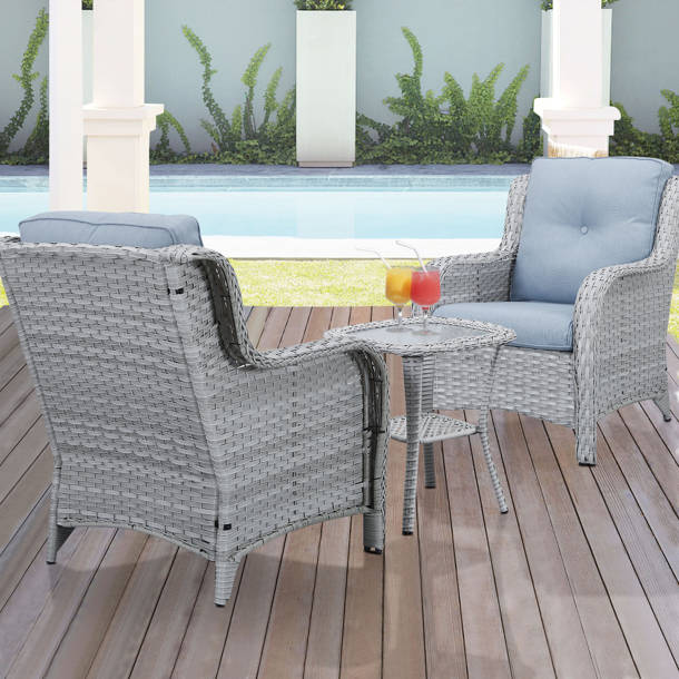 HUMMUH Carlos Brown Wicker Outdoor Lounge Chair With Beige Cushion 2 Pack Pw087 2