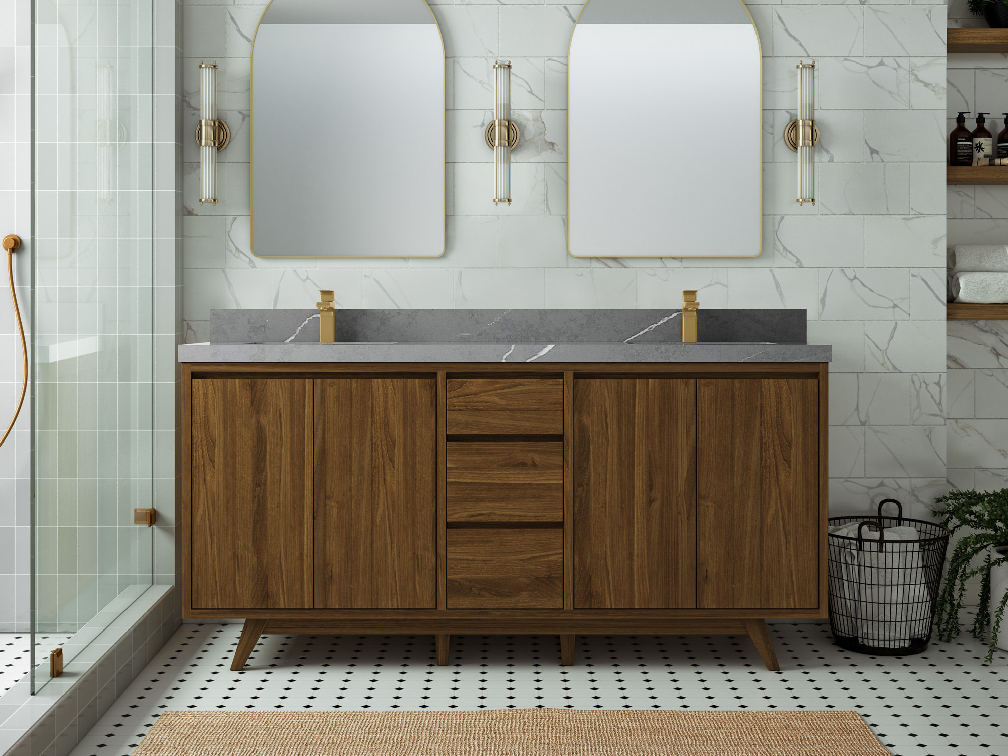 Willow Collections 72'' Free-standing Double Bathroom Vanity with Quartz Vanity Top | Wayfair