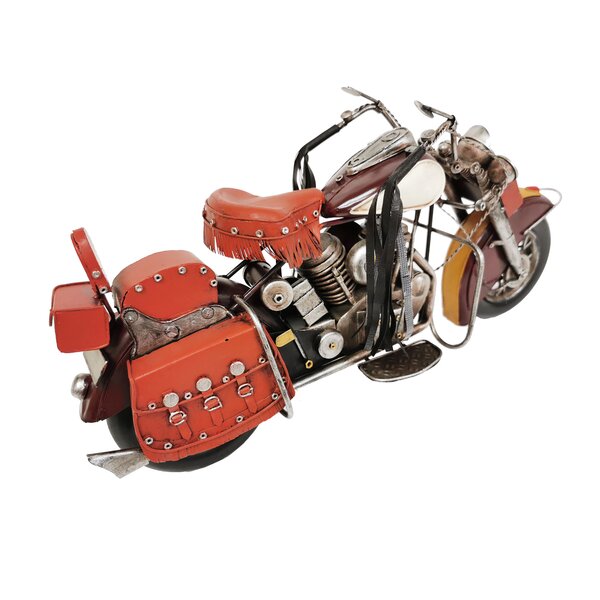 COLLECTABLE MOTOR CYCLE TIN MODEL LARGE RUSTIC RED MOTOR BIKE 