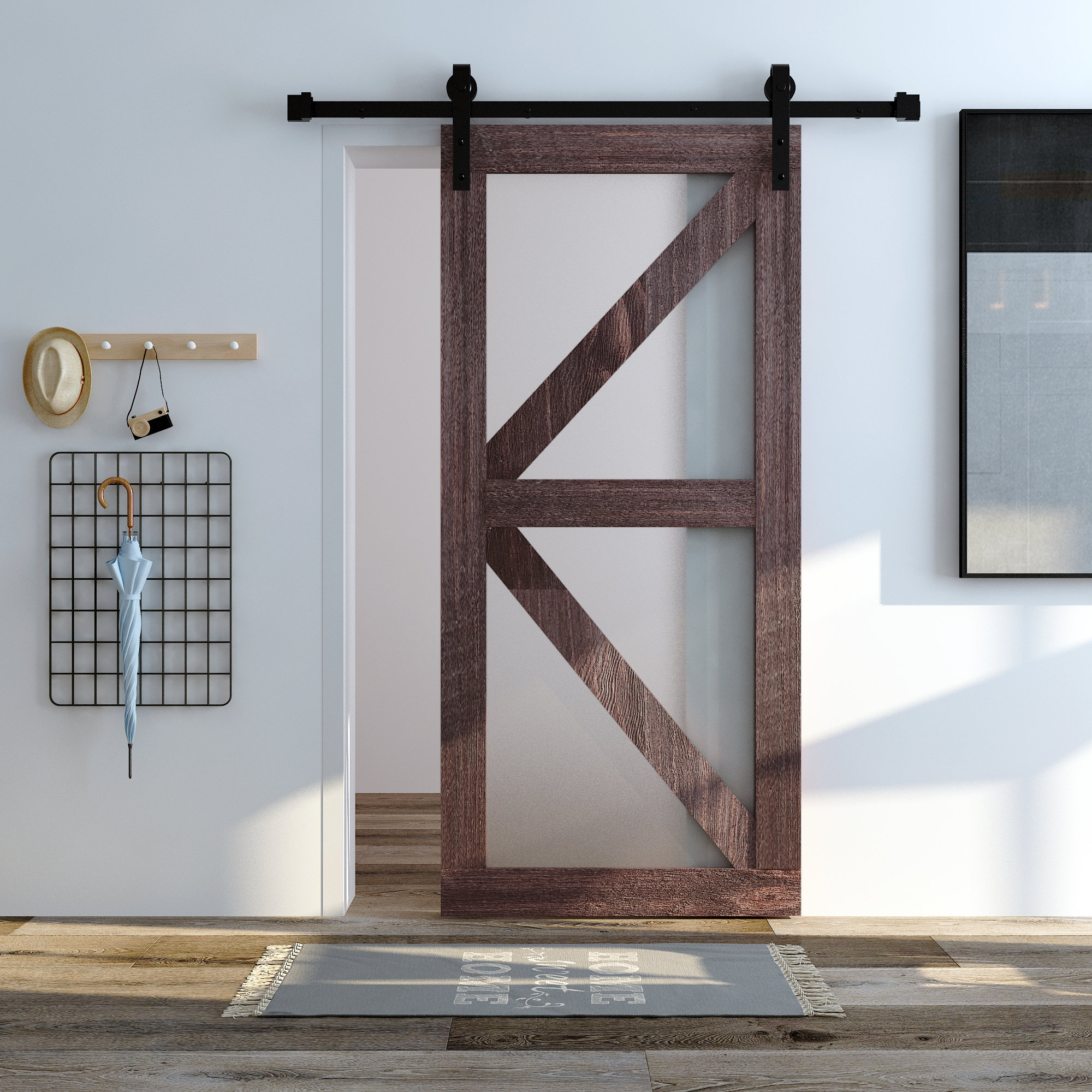 Homacer Glass Barn Door with Installation Hardware Kit Wayfair