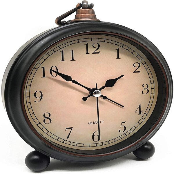 Cartoon Mute Sweeping Night light Analog Wakeup Bell Alarm Clock Decor gift 