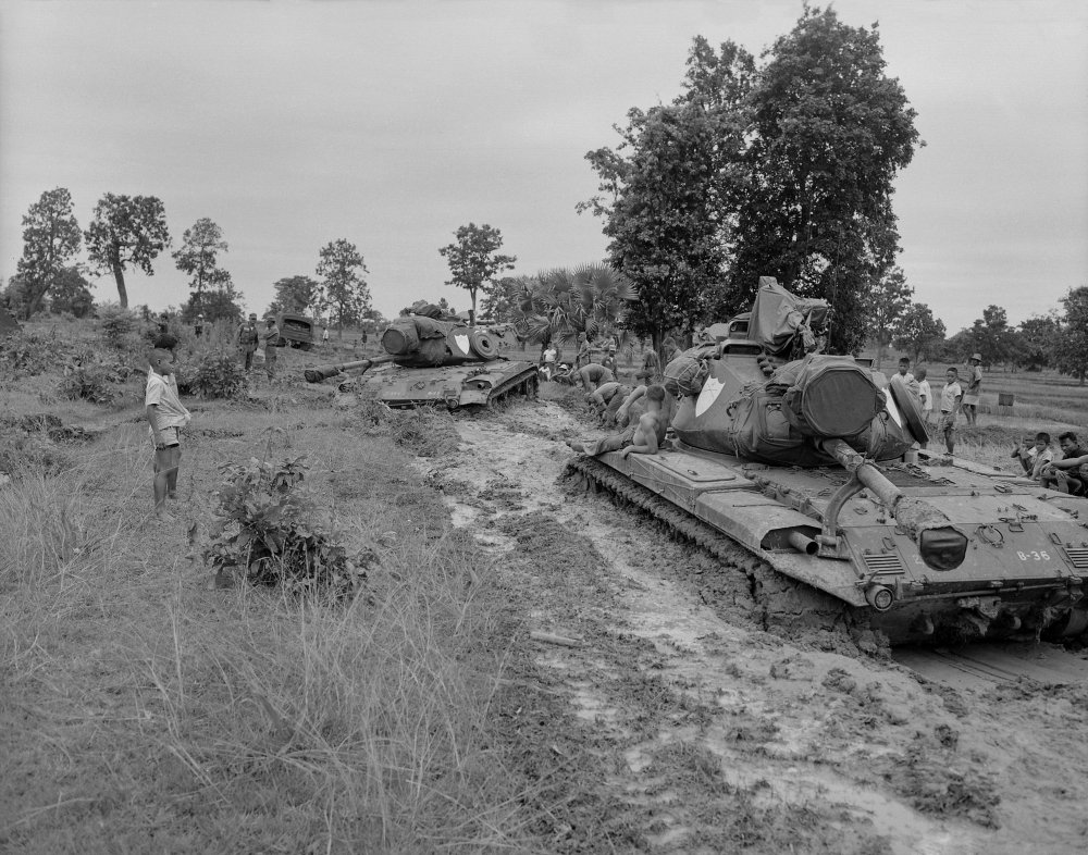 Posterazzi Vietnam War. Two Us Marine Tanks Stuck In Deep Mud In ...