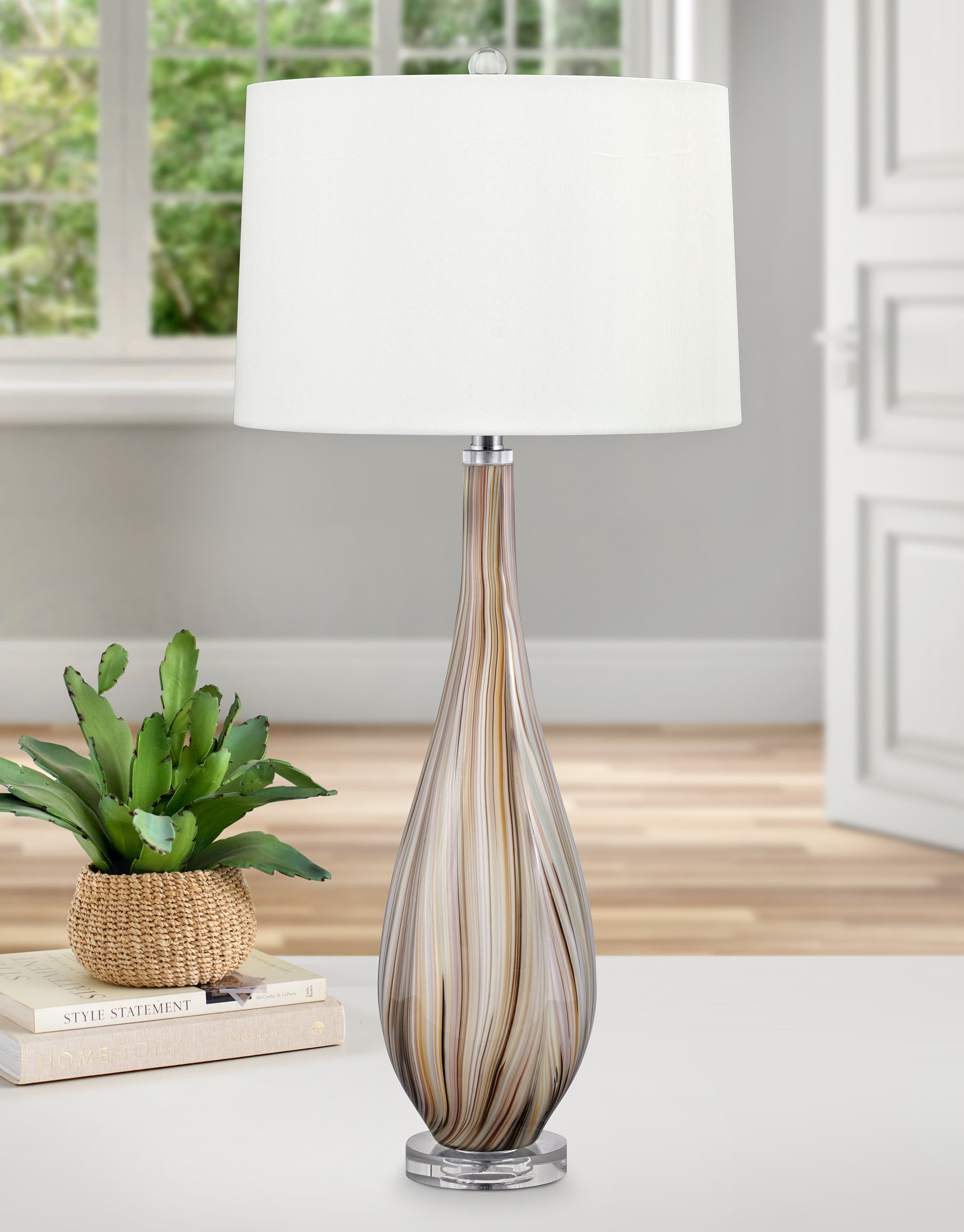 Medallion Lighting Otranto 35" Earthtone Stripes Table Lamp & Reviews Wayfair