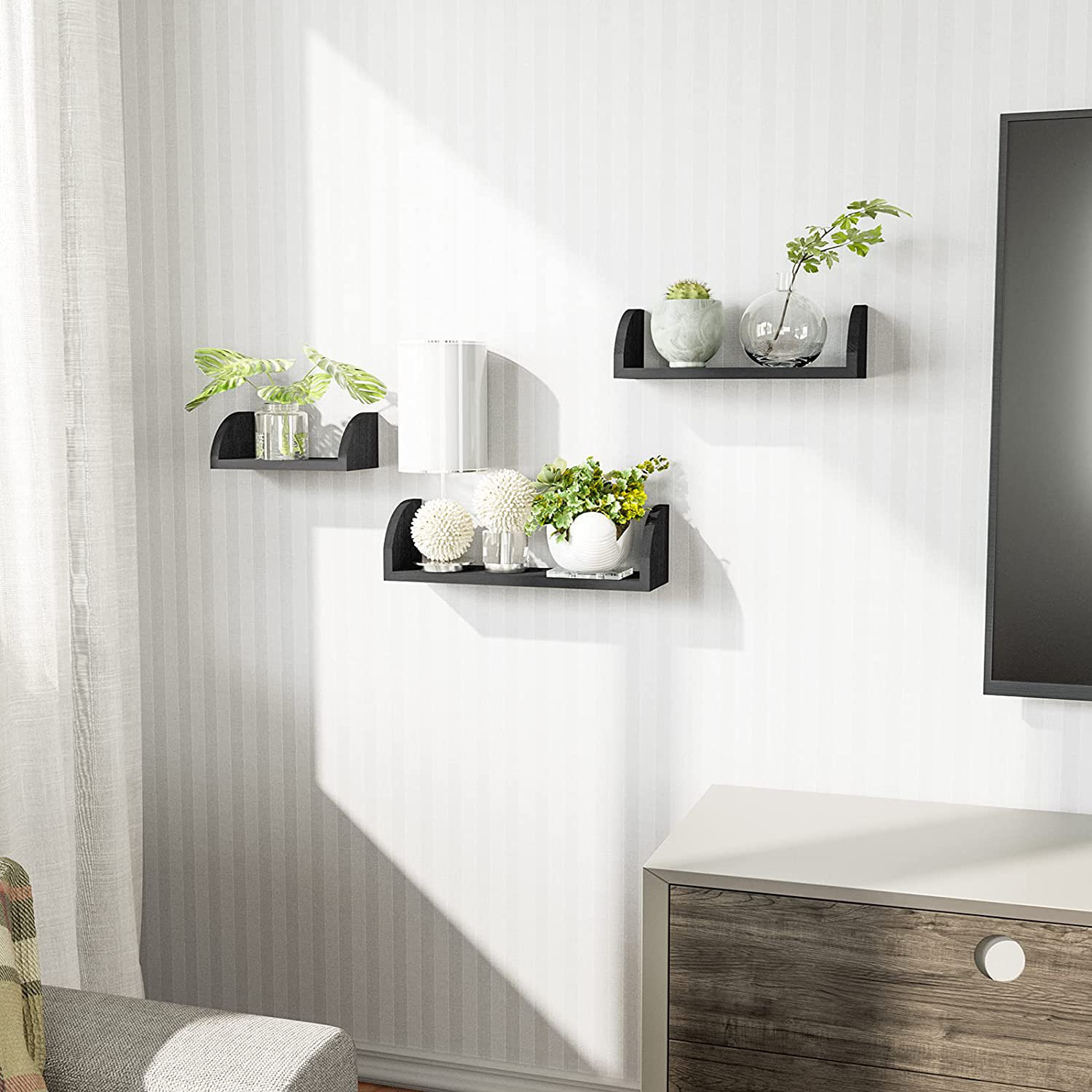 Ebern Designs Floating Shelves Wall Mounted, Solid Wood Shelves Wall