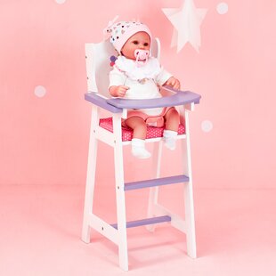 Doll's Wooden Pink High Chair Doll's Furniture Pretend Play Girls Kids 