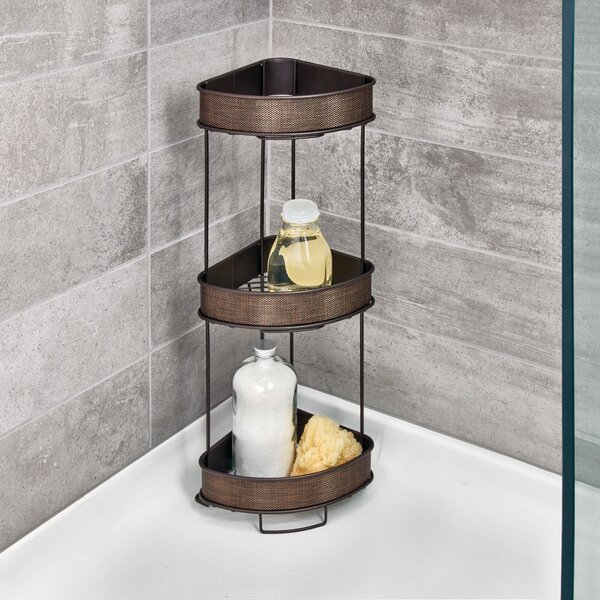 Details about   2 Tier Shower Corner Pole Caddy Shelf Rack Bathroom Bath Storage Organizer 